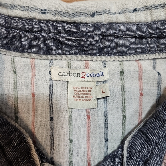 Carbon2Cobalt Striped Short Sleeve Button-Up Shirt Men’s L - Picture 2 of 6